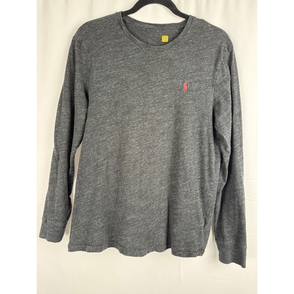 Polo Ralph Lauren Long Sleeve T-Shirt Soft‎ Cotton Casual Charcoal Mens Size S